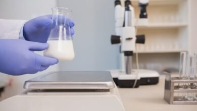 scientific weighing white liquid beaker 13339 133146 What Can Milk Protein Analysis Reveal About Dairy Quality?