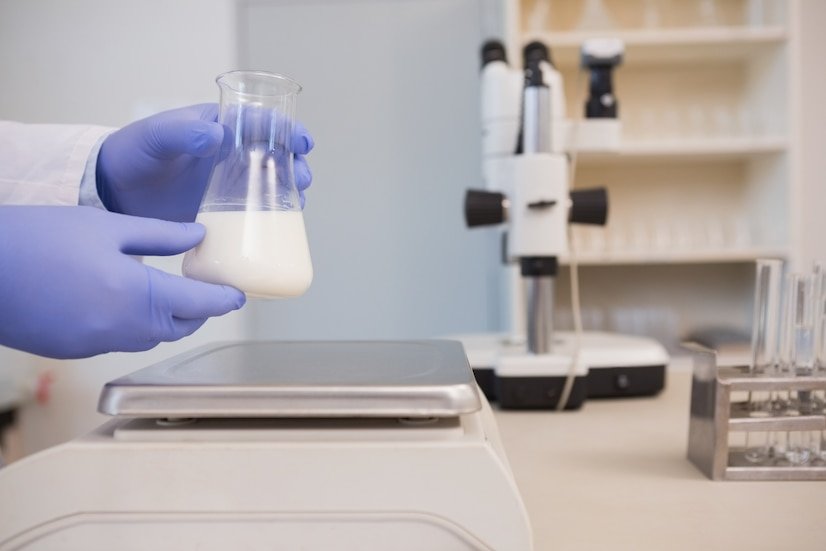 scientific weighing white liquid beaker 13339 133146 What Can Milk Protein Analysis Reveal About Dairy Quality?